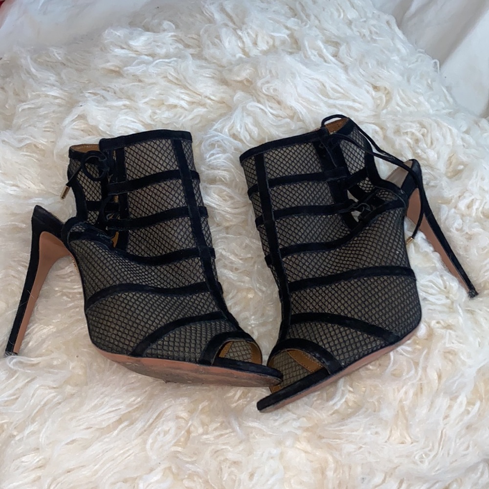 Aquazzura Mesh Peep Toe Bootie! ❤️